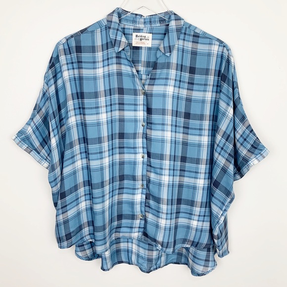 Anthropologie Tops - Anthropologie | Halsey Plaid Oversized Shirt
